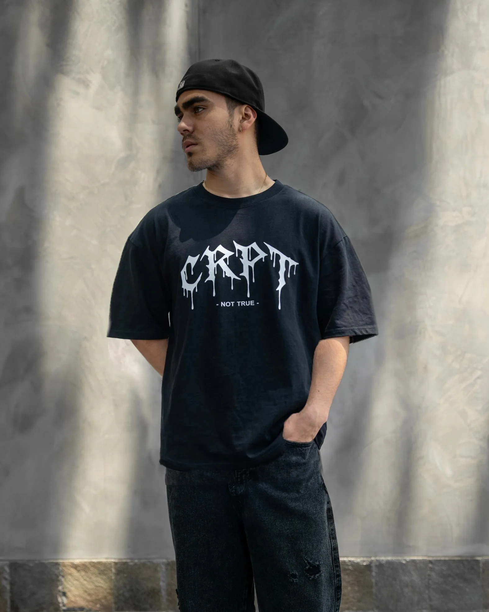Polo negro Crepante hombre